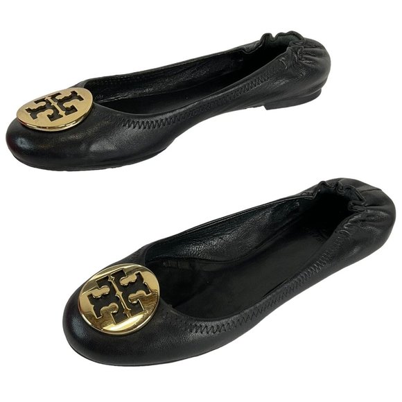 Tory Burch Shoes Womens Size 7.5 Black Minnie Travel Ballet Flat Napa Leather - Picture 5 of 16